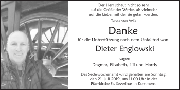 Anzeige von Dieter Englowski von  Blickpunkt Euskirchen 