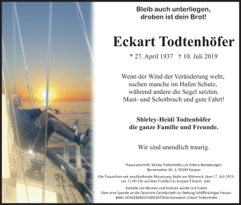 Anzeige von Eckart Todtenhöfer von Kölner Stadt-Anzeiger / Kölnische Rundschau / Express