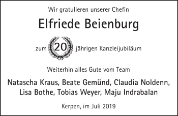 Anzeige von Elfriede Beienburg von  Werbepost 