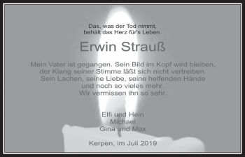Anzeige von Erwin Strauß von  Werbepost 