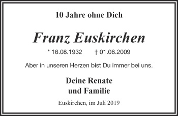 Anzeige von Franz Euskirchen von  Blickpunkt Euskirchen 