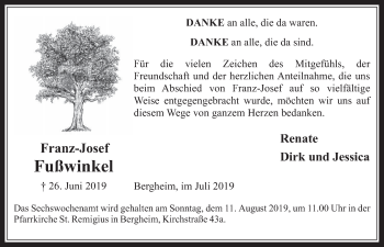 Anzeige von Franz-Josef Fußwinkel von  Werbepost 