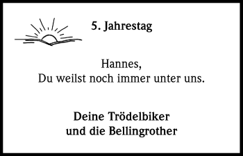 Anzeige von Hannes  von Kölner Stadt-Anzeiger / Kölnische Rundschau / Express