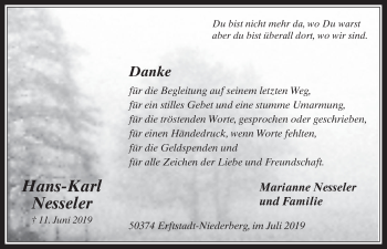 Anzeige von Hans-Karl Nesseler von  Werbepost 