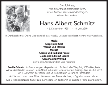 Anzeige von Hans Albert Schmitz von  Werbepost 