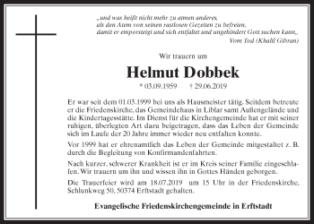 Anzeige von Helmut Dobbek von  Werbepost 