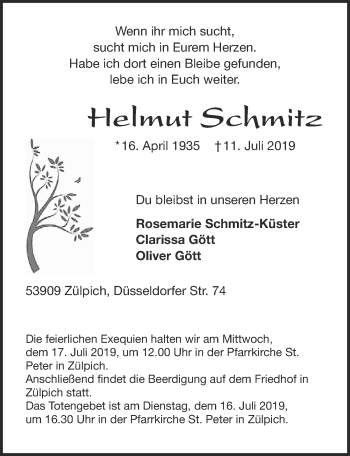 Anzeige von Helmut Schmitz von  Blickpunkt Euskirchen 