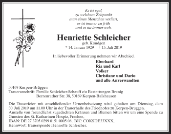 Anzeige von Henriette Schleicher von  Werbepost 