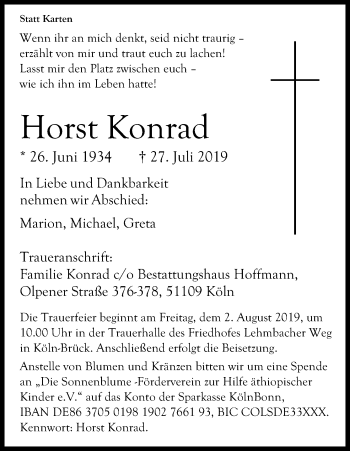 Anzeige von Horst Konrad von Kölner Stadt-Anzeiger / Kölnische Rundschau / Express