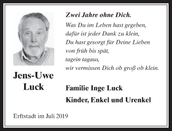 Anzeige von Jens-Uwe Luck von  Werbepost 