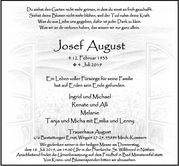 Anzeige von Josef August von  Blickpunkt Euskirchen 