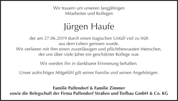 Anzeige von Jürgen Haufe von  Blickpunkt Euskirchen 