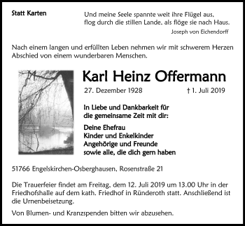 Anzeige von Karl Heinz Offermann von Kölner Stadt-Anzeiger / Kölnische Rundschau / Express