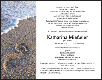 Anzeige von Katharina Mießeler von Kölner Stadt-Anzeiger / Kölnische Rundschau / Express