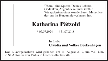 Anzeige von Katharina Pätzold von  Sonntags-Post 
