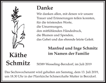 Anzeige von Käthe Schmitz von  Schlossbote/Werbekurier 
