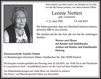 Anzeige von Leonie Netten von  Sonntags-Post 