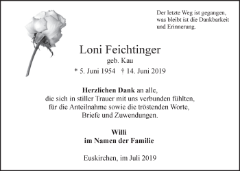 Anzeige von Loni Feichtinger von  Blickpunkt Euskirchen 