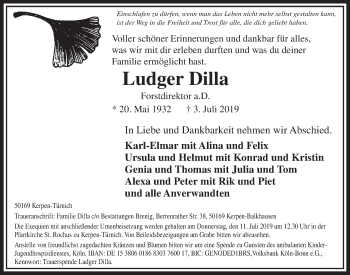 Anzeige von Ludger Dilla von  Sonntags-Post 