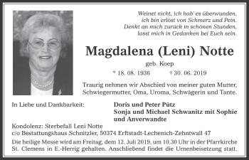 Anzeige von Magdalena  Notte von  Werbepost 