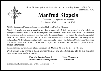 Anzeige von Manfred Kippels von Kölner Stadt-Anzeiger / Kölnische Rundschau / Express