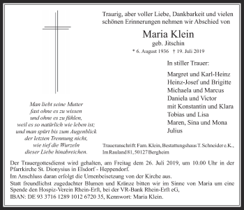 Anzeige von Maria Klein von  Werbepost 