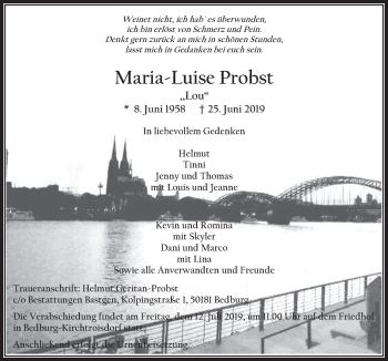 Anzeige von Maria-Luise Probst von  Werbepost 