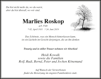Anzeige von Marlies Roskop von  Lokale Informationen 