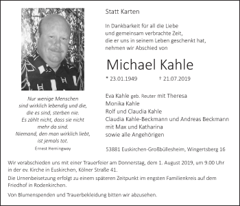 Anzeige von Michael Kahle von  Blickpunkt Euskirchen 