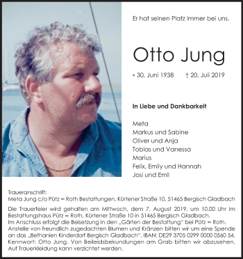 Anzeige von Otto Jung von Kölner Stadt-Anzeiger / Kölnische Rundschau / Express
