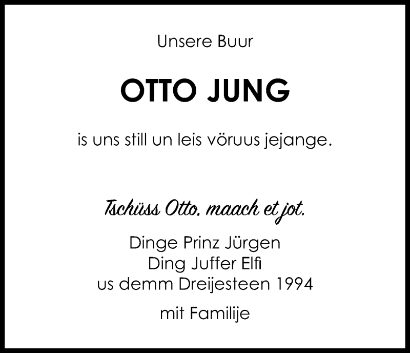  Traueranzeige für Otto Jung vom 31.07.2019 aus Kölner Stadt-Anzeiger / Kölnische Rundschau / Express
