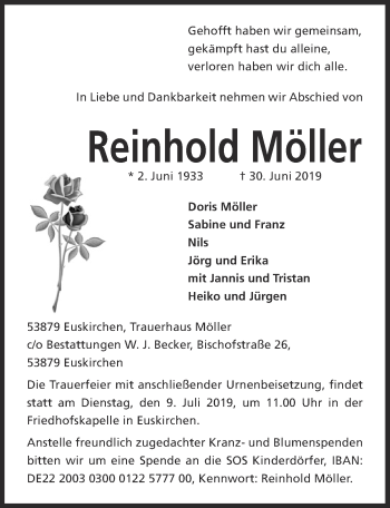 Anzeige von Reinhold Möller von  Blickpunkt Euskirchen 