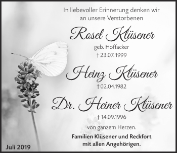 Anzeige von Rosel Klüsener von  Blickpunkt Euskirchen 