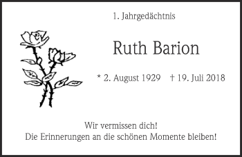 Anzeige von Ruth Barion von  Blickpunkt Euskirchen 