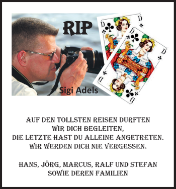 Anzeige von Sigi Adels von Kölner Stadt-Anzeiger / Kölnische Rundschau / Express