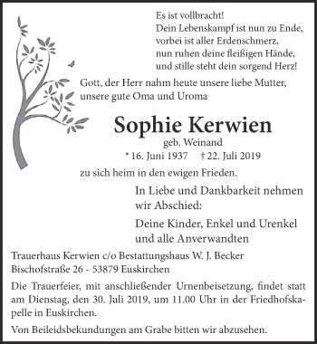 Anzeige von Sophie Kerwien von  Blickpunkt Euskirchen 