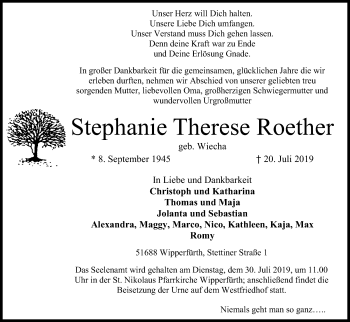 Anzeige von Stephanie Therese Roether von Kölner Stadt-Anzeiger / Kölnische Rundschau / Express