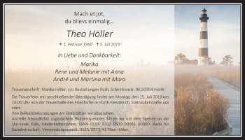 Anzeige von Theo Höller von  Wochenende 