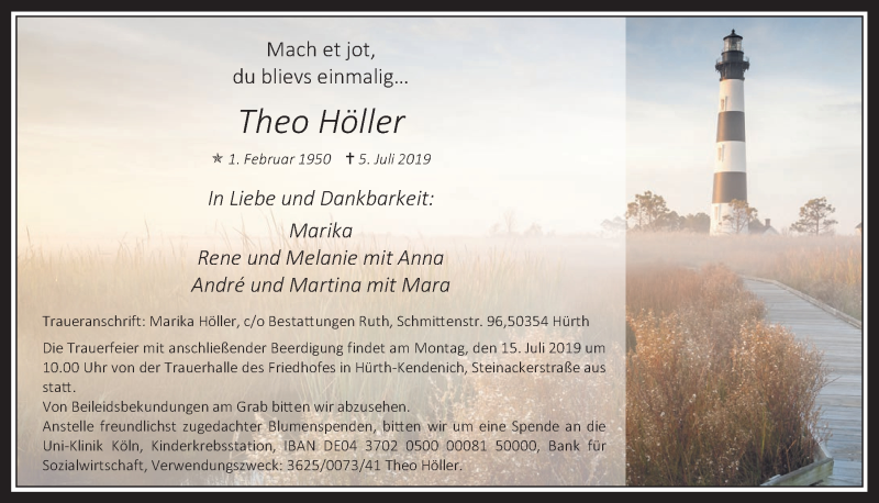  Traueranzeige für Theo Höller vom 10.07.2019 aus  Wochenende 