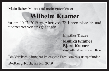Anzeige von Wilhelm Kramer von  Werbepost 