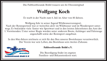 Anzeige von Wolfgang Koch von  Schlossbote/Werbekurier 