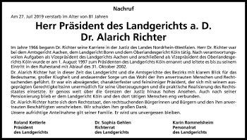 Anzeige von Alarich Richter von Kölner Stadt-Anzeiger / Kölnische Rundschau / Express