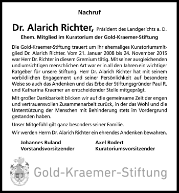 Anzeige von Alarich Richter von Kölner Stadt-Anzeiger / Kölnische Rundschau / Express