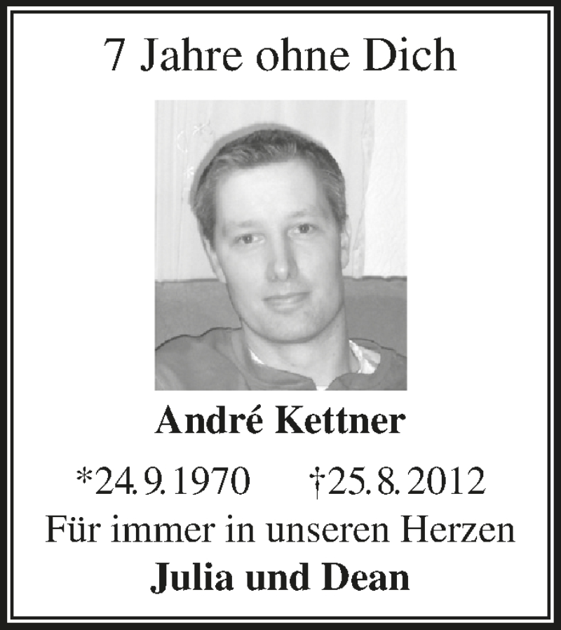  Traueranzeige für André Kettner vom 21.08.2019 aus  Anzeigen Echo 