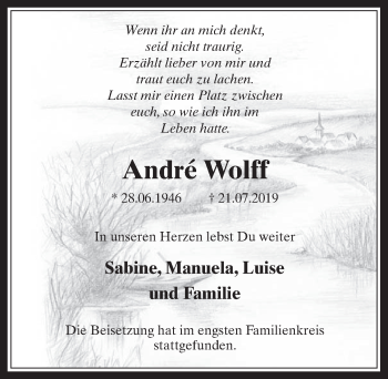 Anzeige von André Wolff von  Werbepost 