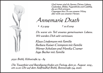 Anzeige von Annemarie Drath von  Schlossbote/Werbekurier 