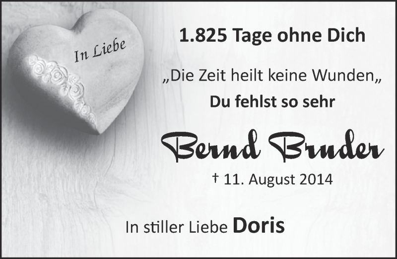  Traueranzeige für Bernd Bruder vom 18.07.2023 aus  Kölner Wochenspiegel 