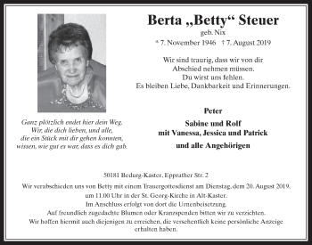 Anzeige von Berta  Steuer von  Werbepost 
