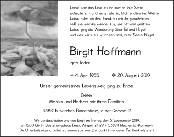 Anzeige von Birgit Hoffmann von  Blickpunkt Euskirchen 