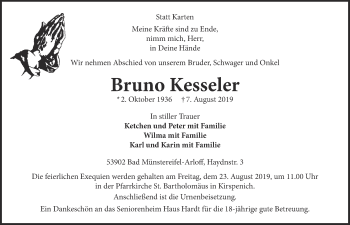 Anzeige von Bruno Kesseler von  Blickpunkt Euskirchen 